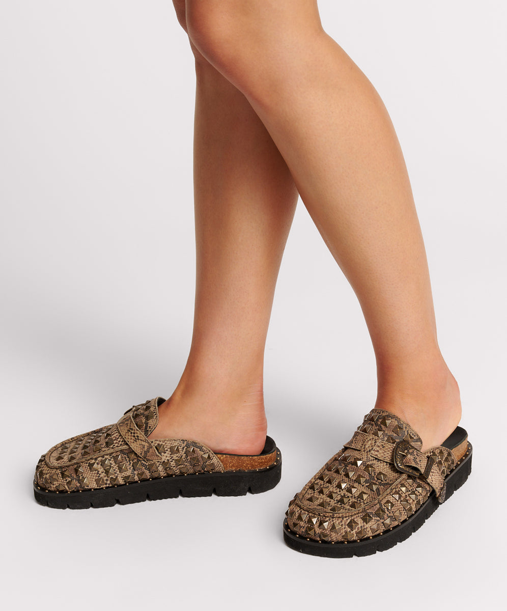 One Teaspoon Studded Snake Phoenix Slides