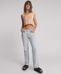 One Teaspoon Truckers Mid Waist Straight Leg Denim Jeans - Bel Air Blue