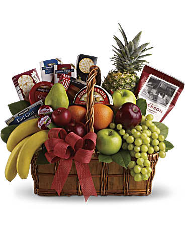Orange | Mixed Bouquets | Bon Vivant Gourmet Basket | Same Day Flower Delivery by Teleflora