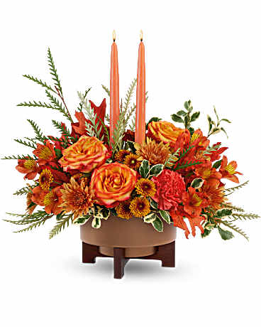 Orange | Mixed Bouquets | Fall Harvest Centerpiece | Same Day Flower Delivery by Teleflora