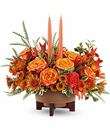 Orange | Mixed Bouquets | Fall Harvest Centerpiece | Same Day Flower Delivery by Teleflora