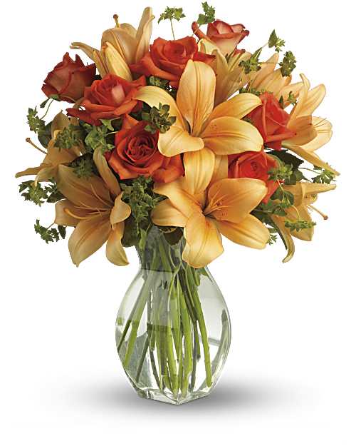 Orange | Mixed Bouquets | Fiery Lily And Rose | Same Day Flower Delivery by Teleflora