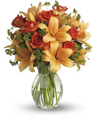 Orange | Mixed Bouquets | Fiery Lily And Rose | Same Day Flower Delivery by Teleflora