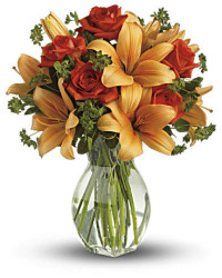 Orange | Mixed Bouquets | Fiery Lily And Rose | Same Day Flower Delivery by Teleflora