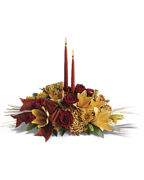 Orange | Mixed Bouquets | Graceful Glow Centerpiece | Same Day Flower Delivery by Teleflora