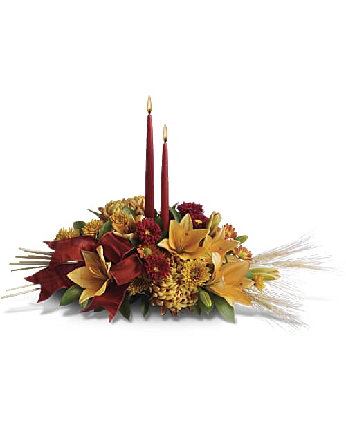 Orange | Mixed Bouquets | Graceful Glow Centerpiece | Same Day Flower Delivery by Teleflora