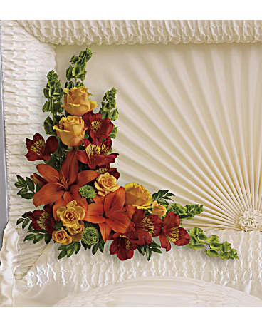 Orange | Mixed Bouquets | Island Sunset Casket Insert | Same Day Flower Delivery by Teleflora