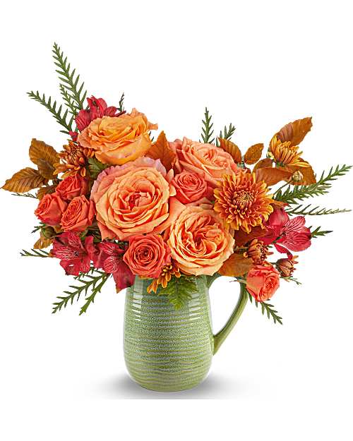 Orange | Mixed Bouquets | Modern Sage Bouquet | Same Day Flower Delivery by Teleflora