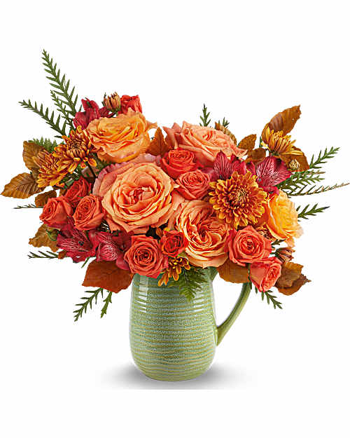 Orange | Mixed Bouquets | Modern Sage Bouquet | Same Day Flower Delivery by Teleflora
