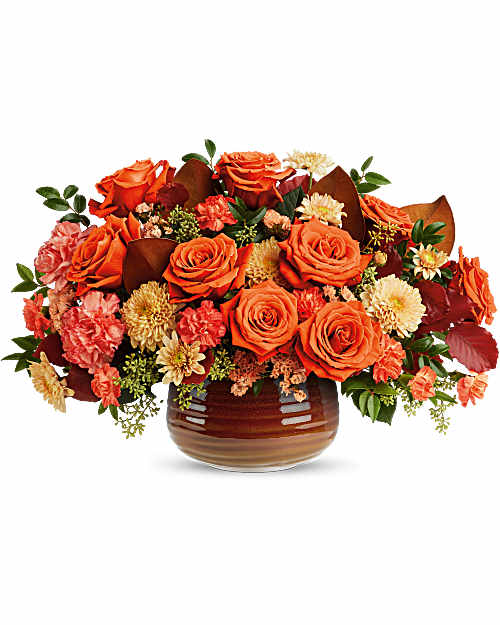 Orange | Mixed Bouquets | Rustic Ember Centerpiece | Same Day Flower Delivery by Teleflora