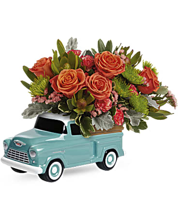 Orange | Roses | Keep Trucking Chevy Bouquet | Same Day Flower Delivery by Teleflora
