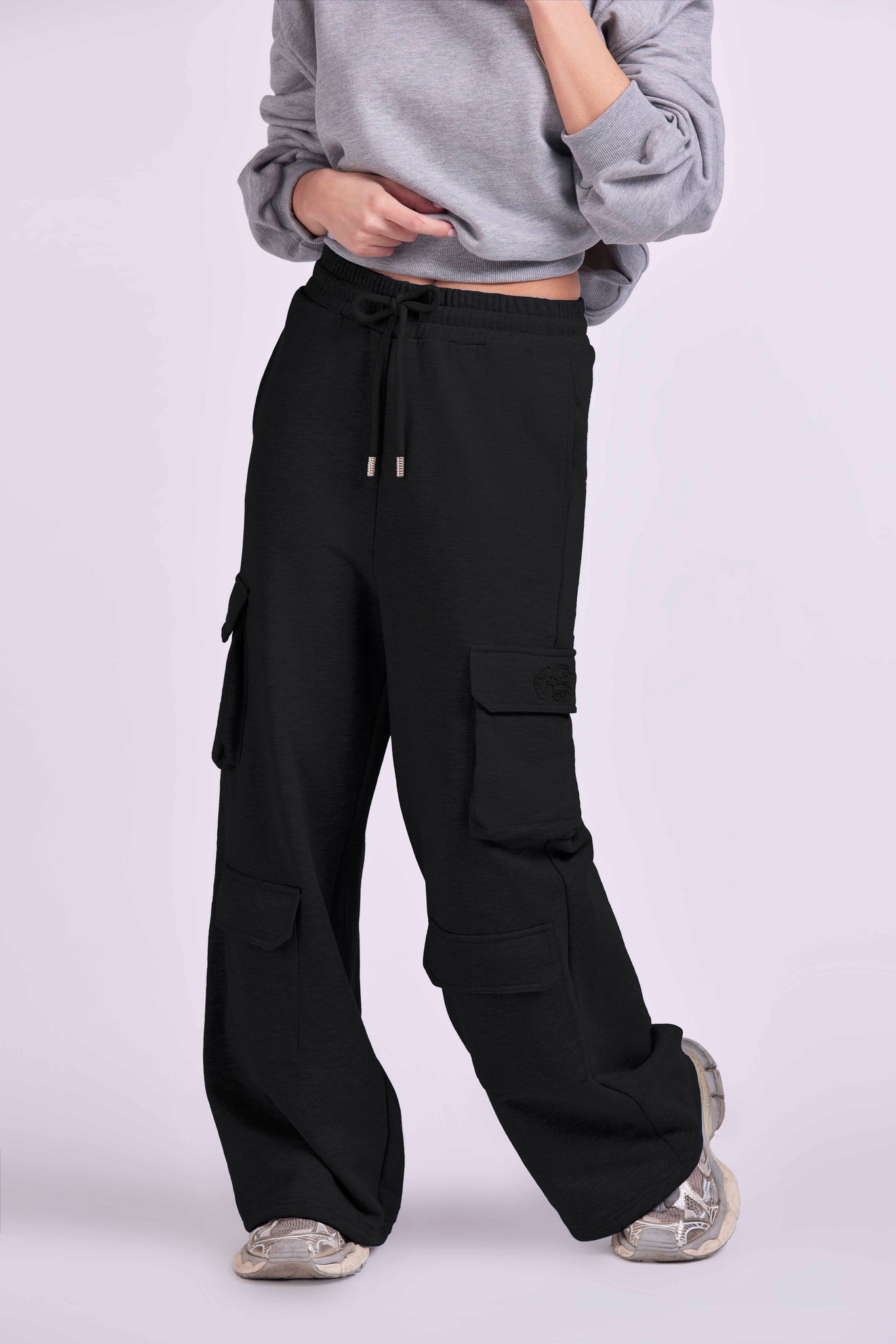 OVERSIZED 4-POCKET TROUSERS WITH "4GVS" EMBROIDERY