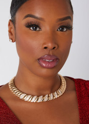 Pav Crystal Gold Tone Necklace