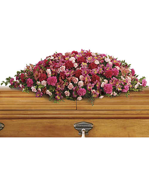 Pink | Mixed Bouquets | A Life Loved Casket Spray Bouquet | Same Day Flower Delivery by Teleflora