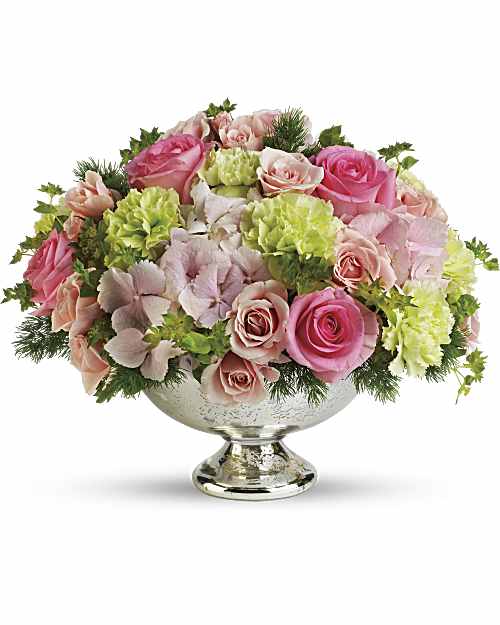 Pink | Mixed Bouquets | Garden Rhapsody Centerpiece | Same Day Flower Delivery by Teleflora