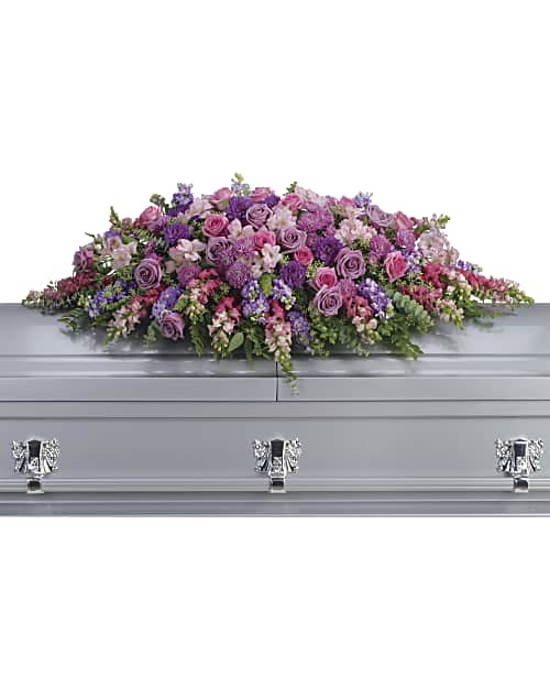 Pink | Mixed Bouquets | Lavender Tribute Casket Spray | Same Day Flower Delivery by Teleflora