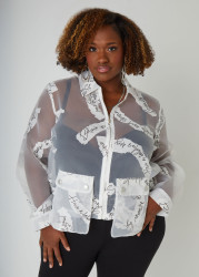 Plus Size Affirmation Organza Jacket, White, 30/32 - Ashley Stewart