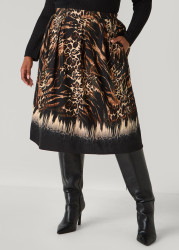 Plus Size Animal Print A Line Midi Skirt, Multi, 18/20 - Ashley Stewart