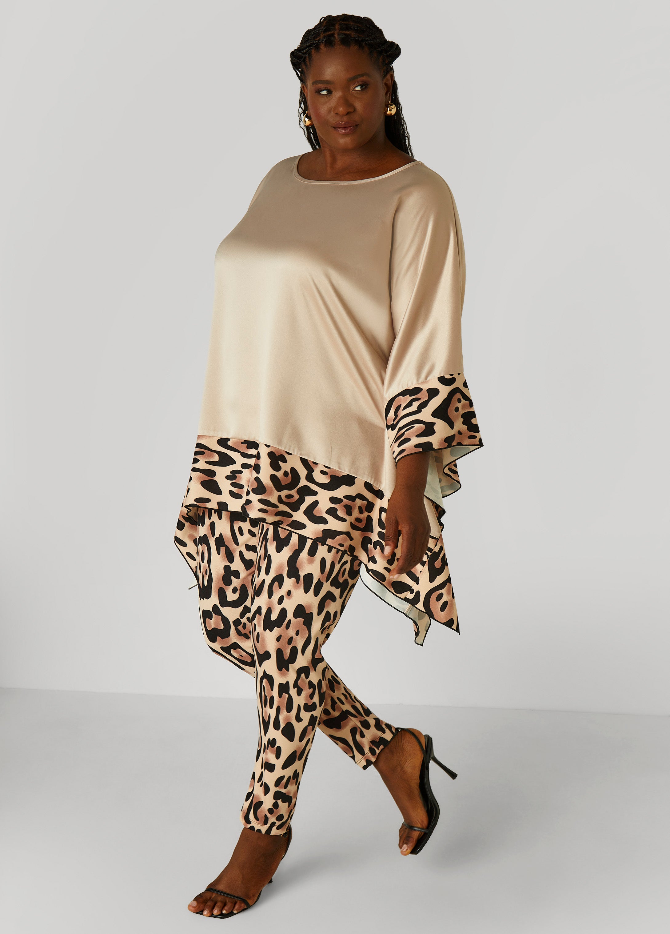 Plus Size Animal Print Leggings, Natural Leopard, 10/12 - Ashley Stewart