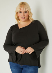 Plus Size Asymmetric Hi Low Top, Black, 18/20 - Ashley Stewart