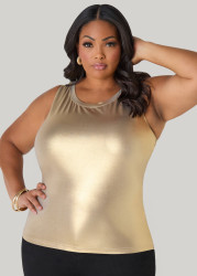 Plus Size Basic Metallic Cami, Gold, 30/32 - Ashley Stewart