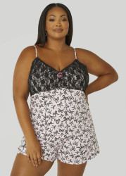 Plus Size Betsey Johnson Bow Print PJs Set, Pink, 3X - Ashley Stewart