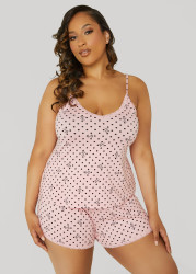 Plus Size Betsey Johnson Polka Dot Short Set, Pink, 3X - Ashley Stewart