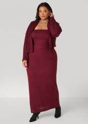 Plus Size Brushed Strapless Maxi Dress, Wine, 10/12 - Ashley Stewart