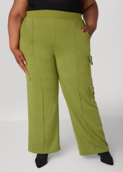 Plus Size Buckle Detailed Track Pants, CALLISTE GREEN, 10/12 - Ashley Stewart