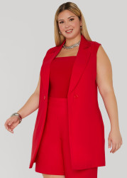 Plus Size Button Embellished Vest, White, 10/12 - Ashley Stewart