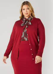 Plus Size Button Front Knitted Cardigan, BIKING RED, 30/32 - Ashley Stewart