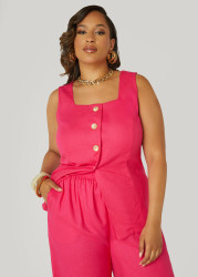 Plus Size Button Front Vest, Lavender Wave, 18/20 - Ashley Stewart