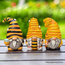 Plus Size Buzzy Trio Set of Three Bumble Bee Gnome Figurines, 6" Tiered Tray Home or Garden Decoration, Default Title,  - Ashley Stewart