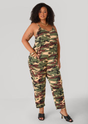 Plus Size Camo Print Jersey Jumpsuit, Multi, 10/12 - Ashley Stewart
