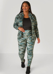 Plus Size Camo Print Leggings, Olive, 18/20 - Ashley Stewart