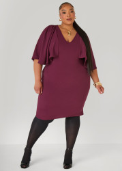 Plus Size Cape Effect Textured Sheath Dress, EDEN, 34/36 - Ashley Stewart