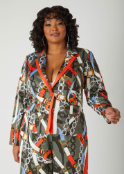 Plus Size Chain Print Blazer, Multi, 24 - Ashley Stewart