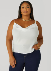 Plus Size Cowl Neck Tank, White, 18/20 - Ashley Stewart