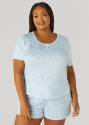 Plus Size Cozy Couture Tropical PJs Set, Blue, 3X - Ashley Stewart