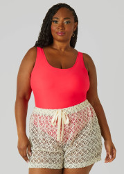 Plus Size Crochet Cover Up Shorts, White, 4X - Ashley Stewart