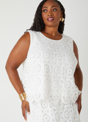 Plus Size Crocheted Top, White, 18 - Ashley Stewart