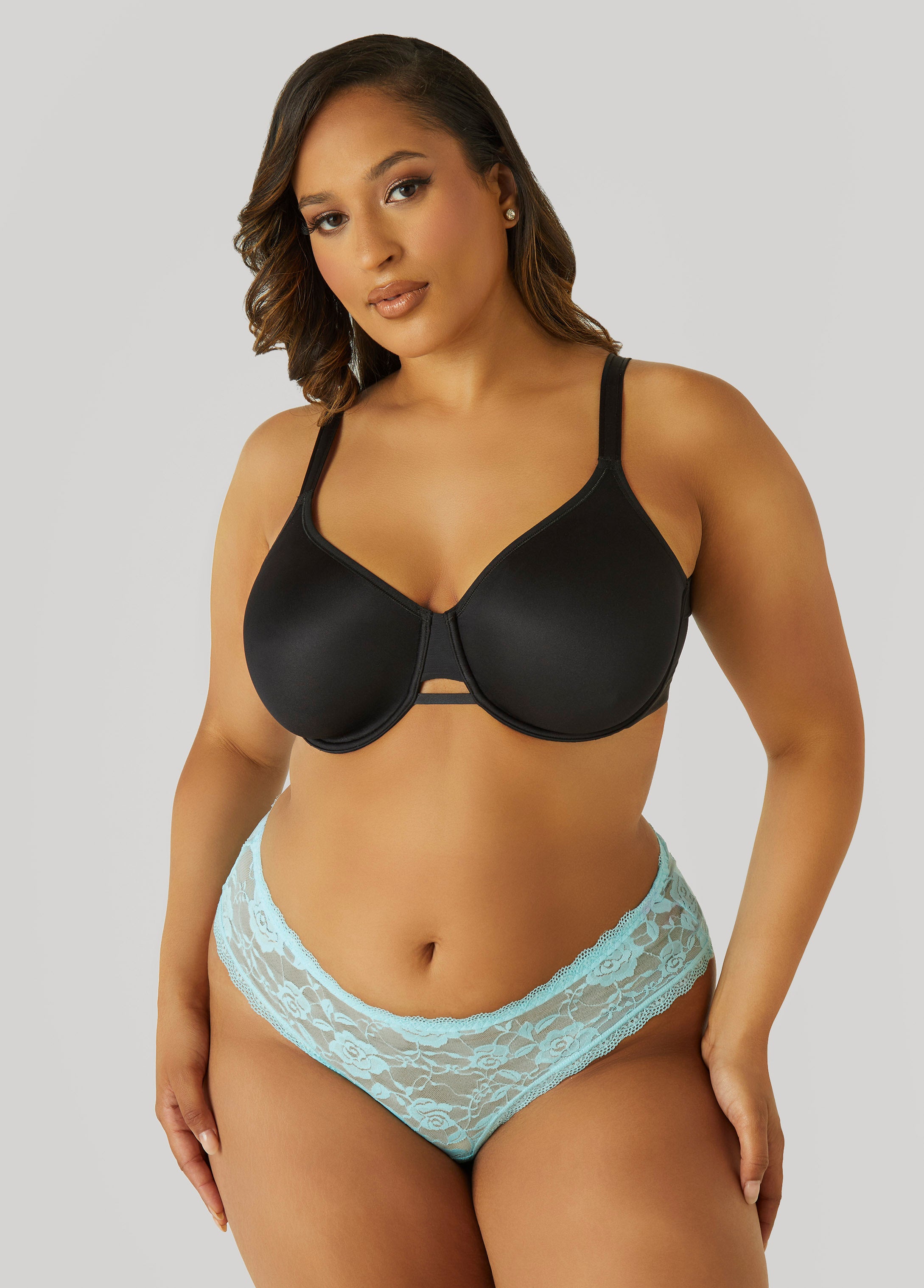 Plus Size Crotchless Lace Hipsters, Blue, 2X - Ashley Stewart