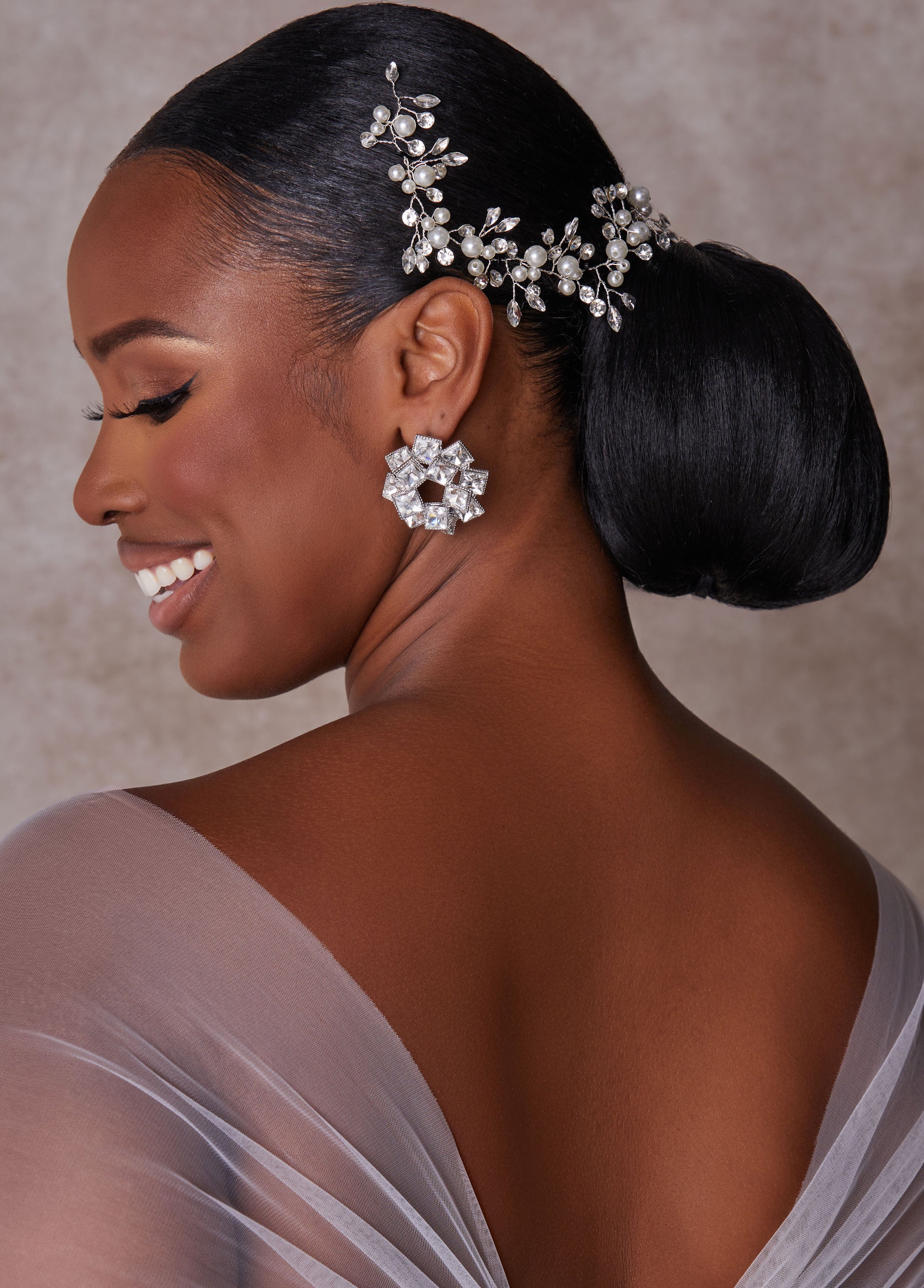 Plus Size Crystal And Faux Pearl Headpiece, Silver, N/S - Ashley Stewart