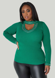 Plus Size Cutout Crystal Sweater, Egret, 30/32 - Ashley Stewart