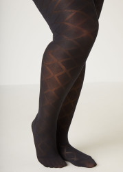 Plus Size Diamond Footed Tights, Black, EE - Ashley Stewart