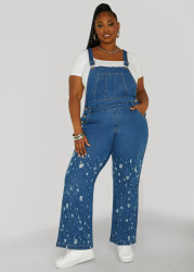 Plus Size Distressed Denim Overalls, Dk Rinse, 10 - Ashley Stewart