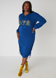 Plus Size Do It For Culture Hooded Dress, Navy Peony, 14/16 - Ashley Stewart