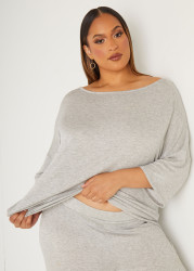 Plus Size Dolman Sleeved Lounge Tee, Grey, 1X - Ashley Stewart