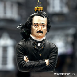 Plus Size Edgar Allan Poe Glass Christmas Ornament, Spooky Halloween Horror Decor, Default Title,  - Ashley Stewart