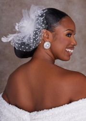 Plus Size Embellished Tulle Bridal Fascinator, White, N/S - Ashley Stewart